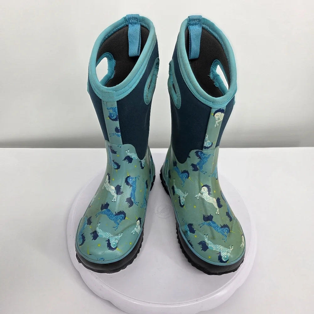 Bogs Kids Size 13 Classic Unicorn Bountiful Waterproof Insulated Rain Boots Teal